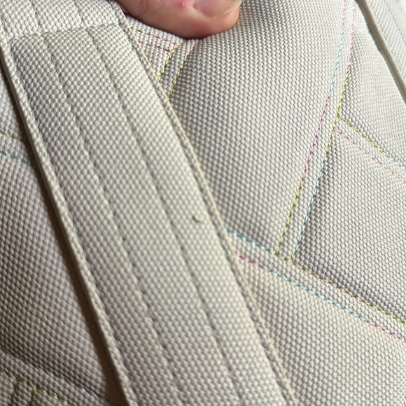 Lug Dory Medium Matte Luxe Crossbody Tote Handles Pebble Rainbow Stitch - Picture 16 of 16